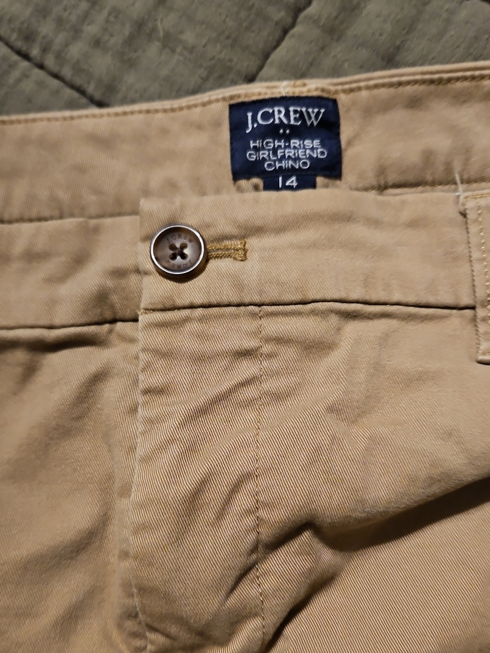 J. Crew High-Rise Girlfriend Chinos in Khaki Tan